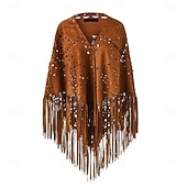 cheap Tops-Retro Vintage Hippie 1970s Cape Hippie Tassel Fringe Fancy Dress Women's Carnival Music Festival Holiday Adults'