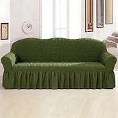 cheap Sofa Cover-Country Style 3D Stretch Sofa Cover with Skirt, Washable Elastic Couch Slipcover for 1/2/3/4 Seater, Fitted Furniture Protector