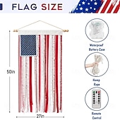  Bannière lumineuse en tissu aux couleurs du drapeau américain, célébration du 250e anniversaire des États-Unis, décorations de jardin pour le 4 juillet, articles de fête patriotiques, pour le Memorial
