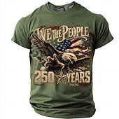 preiswerte Patriotisches T-Shirt für Veteranen-Herren 250. Jubiläum Patriotische Adler American Flag 1776 2026 Graphic T-Shirt Kurzarm Rundhals Sommer Street Top