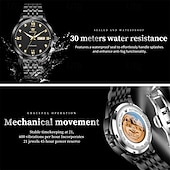baratos Relógio Automático-Relógio masculino automático Olevs de luxo, em aço inoxidável prateado, com mecanismo de corda automática, mostrador com numerais romanos, diamantes, à prova d'água e com ponteiros luminosos, ideal