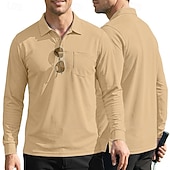 economico Camicia da uomo-Per uomo Tinta unita Maglietta sportiva Polo da golf Maglia da tennis Maglietta da tennis Manica Lunga Tasca Bottoni Leggero Elastico Traspirante Tennis Golf Corsa Colletto a Camicia Top Bianco Cachi
