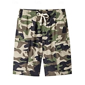 cheap Holiday-Men's Lightweight Cargo Shorts Comfort Waist Tactical Cargo Shorts Casual Shorts Drawstring Elastic Waist Multi Pocket Camouflage Quick Dry Knee Length Casual Outdoor Streetwear Fashion Streetwear