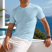 abordables t-shirts de base-Homme T-shirt Manche Courte Col ras du cou Été Printemps Uni Occasionnel Athlétique Séchage Rapide Mince Occasionnel Quotidien Sports Bleu Ciel Blanche Gris T-shirt haut de gamme pour homme