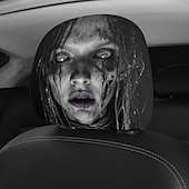 abordables Funda de Halloween-Fundas para reposacabezas de coche con diseño de fantasma con pelo mojado (2/4 unidades), fundas protectoras de reposacabezas de asiento con diseño de terror para Halloween, impresión plana 2D, ajuste