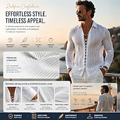 economico Camicie casual eleganti da uomo-Per uomo Camicia Camicia casual Camicia con Bottoni Camicia Jacquard Bianco Manica Lunga Semplice Colletto a Camicia Casuale Quotidiano Allacciato Abbigliamento Elegante Moda Moderno Casual