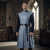 economico Capispalla-Gotico Medievale Rinascimento Lunghezza al ginocchio Abbigliamento esterno Cavaliere Ranger Costume Per uomo Fantasia Halloween Carnevale Fiera Rinascimentale LARP Festa a tema retrò Adulti Cintura