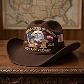 abordables 250 Aniversario de los EE. UU.-Sombrero vaquero con águila y bandera estadounidense del 250 aniversario, sombrero western patriótico bordado para hombres y mujeres, regalo de celebración del 250 aniversario, sombrero vaquero del