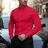 billiga Businessskjortor för män-Herr Skjorta Spearpoint krage skjorta Button Down skjorta Slät Ledigt Dagligen Svart Vit Rubinrött Mörk marin Långärmad Spread-krage Vår Vår &amp; Höst Kläder Button-Down