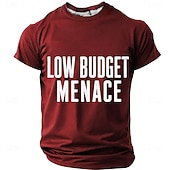 cheap Men's Funny T shirts-Men's Low Budget Menace Funny Letter Graphic Sarcastic Streetwear T-Shirt Regular Fit Casual Blue Designer Clothing Apparel S M L XL XXL XXXL