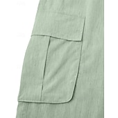 cheap Classic-Men's Shorts Linen Shorts Summer Shorts Beach Shorts Drawstring Elastic Waist Multi Pocket Plain Comfort Breathable Knee Length Daily Outdoor Holiday Vacation Fashion Black Green Inelastic