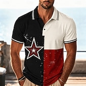 voordelige Patriottische 250 Polos-2026 250e Amerikaanse mannen US Flag Polo-shirts korte mouwen Polo-shirts kraag casual athleisure 3D-print knopen ademend gaas lente en zomer blauw zwart legergroen