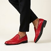 preiswerte Slipper-Rote Herren-Loafer mit Struktur, elegante Slipper zum Hineinschlüpfen, modische Schuhe für Hochzeiten, Partys, Clubbesuche und Abendveranstaltungen