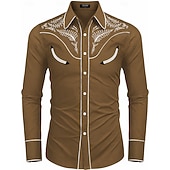 baratos Velho Oeste-Clássico Retro Vintage Blusa / Camisa Cowboy do Oeste 3D Fantasia Homens Baile de Máscaras Dia a Dia Festa de Solteira Adulto Camisa