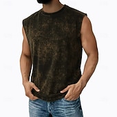  SoftFade™ Ανδρικό Tank Top Υποκάμισο Αμάνικο Πουκάμισο Αμάνικο Crew Neck Καλοκαίρι Απλό Μόδα Κλασικό Μοντέρνο Απλό Καθημερινό Δρόμος Σπορ Ανοιχτό Χακί Μαύρο Κορυφή Τ-shirt για Άνδρες