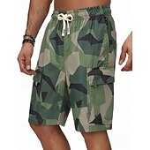 cheap Holiday-Men's Lightweight Cargo Shorts Comfort Waist Tactical Cargo Shorts Casual Shorts Drawstring Elastic Waist Multi Pocket Camouflage Quick Dry Knee Length Casual Outdoor Streetwear Fashion Streetwear