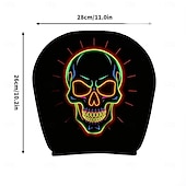 abordables Sala de estar-Fundas para reposacabezas de coche con cabeza de calavera fluorescente de neón (2/4 unidades), estampado de calavera de neón moderno y atractivo, decoración interior de coche personalizada, ajuste