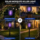 abordables Lampe anti-insectes-Piège à moustiques solaire d'extérieur en acier inoxydable, résistant aux insectes volants et étanche, idéal pour la terrasse, le jardin ou la cour.