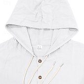economico Vacanza-Da uomo Camicia Camicia di lino Camicia Estiva Abbigliamento da spiaggia Camicia con Bottoni Semplice Casuale Quotidiano Nero Bianco Giallo Blu marino Manica Lunga Con Cappuccio Primavera &amp; Estate