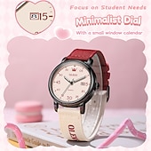 voordelige Quartz-horloges-Olevs dameshorloge in roze, schattig analoog quartz polshorloge met datumweergave, casual modieus meisjeshorloge met ademende nylon band, waterdicht tot 30 meter, verjaardagscadeau voor tienermeisjes