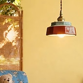 tanie Światła wysp-Mała lampa wisząca z zielonego szkła, niebiesko-białej porcelany, czerwona ceramiczna lampa wisząca, nowoczesna lampa nordycka do jadalni, sypialni, kuchni, wyspy, domu wiejskiego, kawiarni