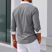 economico Camicie Button Down da uomo-Per uomo Camicia elegante Camicia button-down Camicia a righe Camicia con Colletto A righe Quotidiano Affari Rosa Blu marino Blu Grigio Manica Lunga Collo ripiegato Tutte le stagioni Abbigliamento