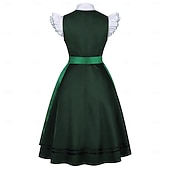 abordables Ensemble Dirndl-Oktoberfest Robe Dirndl Ensemble Dirndl Blouse Dirndl Longueur midi Tablier aspect satiné Femme de ménage Allemand Alpin Patrimoine Prairies Femmes Carnaval Fête de la Bière Tissu de style