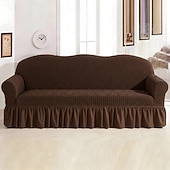cheap Sofa Cover-Country Style 3D Stretch Sofa Cover with Skirt, Washable Elastic Couch Slipcover for 1/2/3/4 Seater, Fitted Furniture Protector