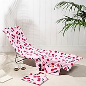 baratos conjuntos de toalhas de praia-Capa de toalha para cadeira de praia estampada, capa de toalha macia e absorvente para espreguiçadeira de piscina com bolsa de armazenamento para praia, piscina, pátio, férias e viagens.
