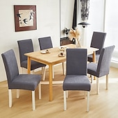 cheap Dining Chair Cover-Polar Fleece Fabric Dining Chair Cover, Stretch Elastic Chair Slipcover for Home Hotel, Washable Removable Soft Seat Protector
