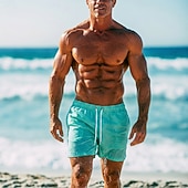 cheap Men's Swim Shorts-Men's Swim Trunks Swim Shorts Board Shorts Drawstring with Mesh lining Plain Solid Colored Quick Dry Above Knee Casual Beach Holiday Hawaiian Casual / Sporty Blue Khaki Stretchy