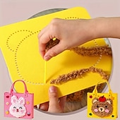 abordables Regalos-Bolso de mano creativo para pintar con hilo para niños, paquete de 3/6 bolsos de fieltro con animales surtidos al azar, bolso de mano de costura hecho a mano, arte educativo &amp;Actividad manual, lindos