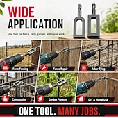 halpa Strumenti di misurazione e misurazione-Wire Twisting Tool for Electric Drill, 2 Pcs Power Drill Wire Twister Attachment for Fencing, Barbed Wire, T-Post Clips, Heavy Duty Metal Tool for Fence Repair, Fast Efficiency, Less Hand Strain