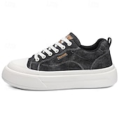 cheap Casual Lace-Up Shoes-Men's Blue Denim Sneakers – Lightweight Lace-Up Casual Shoes, Breathable Comfort Footwear for Travel, Weekend Leisure and Everyday Wear