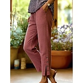  Dames Recht Stijlvol Casual Enkellengte Middelhoge taille Effen Kleur Lapwerk Comfort Inelastisch Vakantie Formeel blauw kurkuma Rouge Zwart Zomer Lente