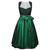 abordables Ensemble Dirndl-Oktoberfest Robe Dirndl Ensemble Dirndl Blouse Dirndl Longueur midi Tablier aspect satiné Femme de ménage Allemand Alpin Patrimoine Prairies Femmes Carnaval Fête de la Bière Tissu de style