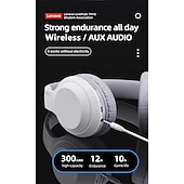 abordables Écouteurs Bluetooth sans fil-Casque sans fil Lenovo ThinkPlus supra-auriculaire, Bluetooth 5.3 avec micro, son stéréo haute fidélité avec basses profondes, oreillettes douces, pliable, idéal pour les jeux, les voyages et le