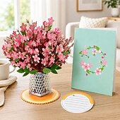 baratos Party Supplies-3D Cherry Blossom Pop Up Card, Large Sakura Flower Bouquet Greeting Card for Her, Women, Mom - Unique Gifts for Mother's Day, Birthday, Anniversary, Get Well, Thank You, Thinking of You