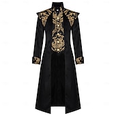economico Capispalla-Barocco Medievale Rinascimento Cappotto Lunghe Principe Vampiro Nobile Ricamato Costume Per uomo Reale Halloween Carnevale Mascherata Feste Fiera Rinascimentale LARP Adulti Cappotto