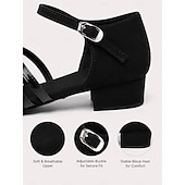 economico Scarpe da ballo di sala e danza moderna-scarpe da ballo da sala nere da donna con suola in pelle scamosciata - tacco basso, comode e antiscivolo scarpe da ballo latino per esercizi con cinturini