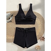 economico Surfing Tankinis &amp; Bikinis-Per donna Costume da bagno Costumi da bagno Bikini Tinta unita Costumi da bagno Nero Protezione solare UPF 50+ Senza Maniche - Surf Spiaggia Nuoto Estate