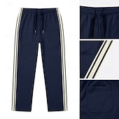 abordables pantalones casuales-Hombre Pantalones Pantalones casuales Pantalones anchos Correa Bolsillo Cintura elástica A Rayas Comodidad Suave Casual Diario Exterior Vacaciones Moda Caqui Negro Microelástico