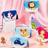  Kit per realizzare borsette in feltro fai da te (confezione da 4/6/9 pezzi), portamonete a forma di animale fatto a mano con nappe e campanellini, kit per cucire dinosauro, unicorno, leone, volpe, farfalla, attività artistica educativa, bomboniere per fes