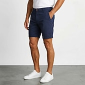 abordables short de travail-Homme Slacks Robe Short Avec Poches Uni Confort Court Occasionnel Quotidien Extérieur Occasionnel bleu marine Micro-Élastique