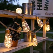 abordables Luces solares para exteriores-Guirnalda de luces solares de 11,6 m con 25 luces LED para camping, playa, bodas, patios, jardines, caminos, fiestas al aire libre y decoración de paisajes.