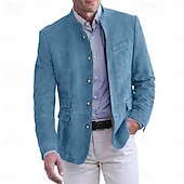 preiswerte Faux-Suede-Jacken-Herren Leichte Jacke Freizeitjacke Imitat-Lederjacke Ausgehen Weich Schnalle Frühling &amp; Herbst Lässig Stehkragen Regulär Hellkaki Schwarz Marineblau Khaki Armeegrün Jacken