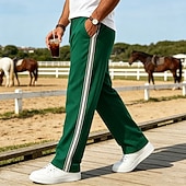 abordables pantalones casuales-Hombre Pantalones Pantalones casuales Pantalones anchos Correa Bolsillo Cintura elástica A Rayas Comodidad Suave Casual Diario Exterior Vacaciones Moda Caqui Negro Microelástico