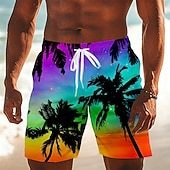abordables Plantas y Flores Tropicales-Hombre Árbol de coco Plantas tropicales Boxers de Natación Trajes de baño, bañadores cortos Pantalones de Surf Media cintura Hawaiano Diario vacaciones en la playa Bolsillos laterales Forro de malla