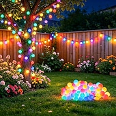 economico Striscie luci ad energia solare-Ghirlanda luminosa solare con globo, 5 m 20 LED, 7 m 50 LED, 12 m 100 LED, luci fatate impermeabili per esterni, ideali per giardino, patio, matrimoni, campeggio, feste, Natale e Halloween.