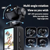Недорогие Экшн-камера-4K портативная камера с подвесом, карманная камера для видеоблогинга с поворотным на 180° объективом, сенсорный HD-экран &amp;Компактная портативная камера с функцией отслеживания лица и интеллектуальной